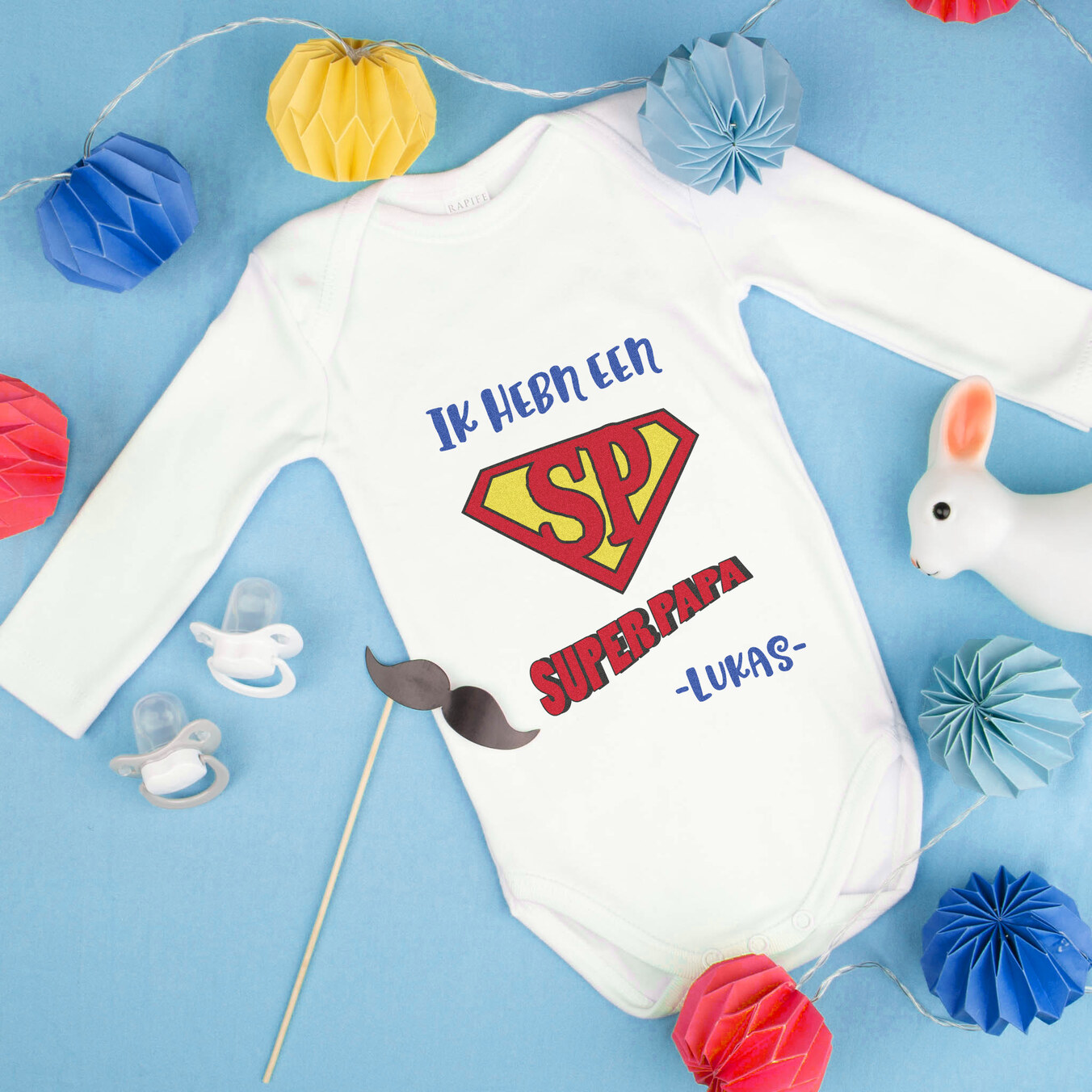 Katoenen baby rompertje met lange mouwen bedrukken