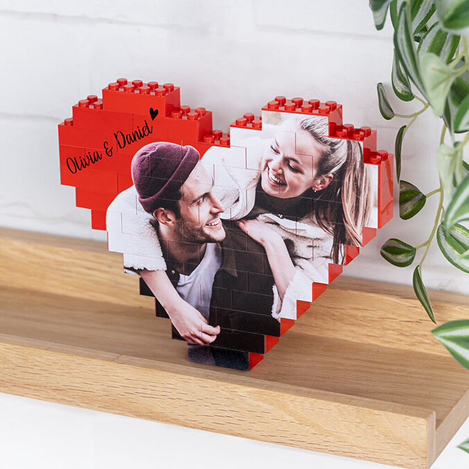 Personlig Puzzle Block i form af et hjerte Mini