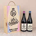 Coffret vin en bois personnalisé double