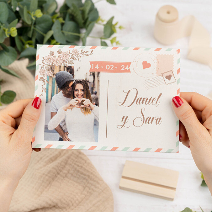 Printed wooden card with photo