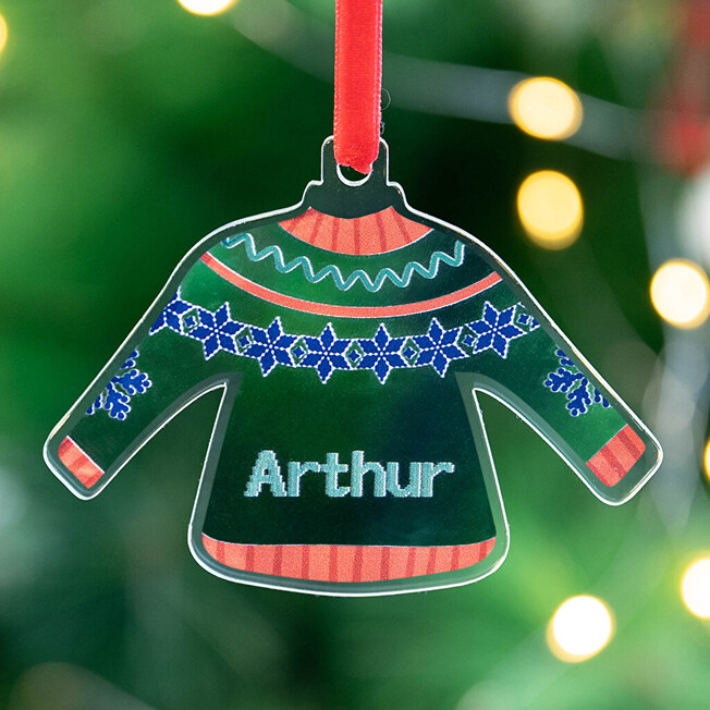 Personalised jumper shaped Christmas ornament