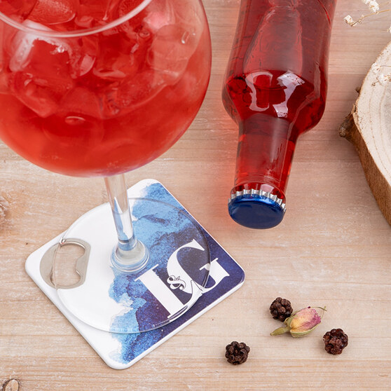 Personalised coasters with bottle opener