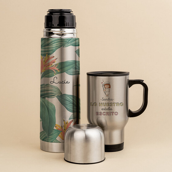 Personalsied thermos flasks with photo or name