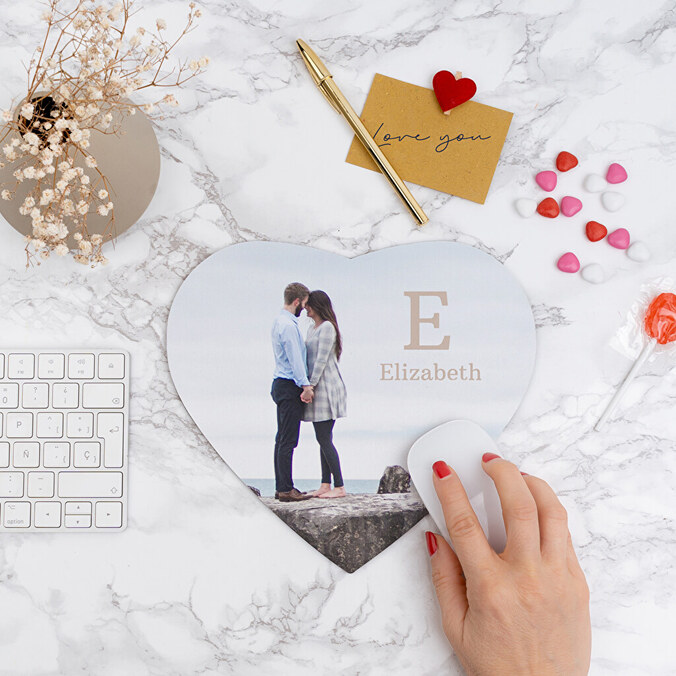 Personalised heart-shaped mouse pad