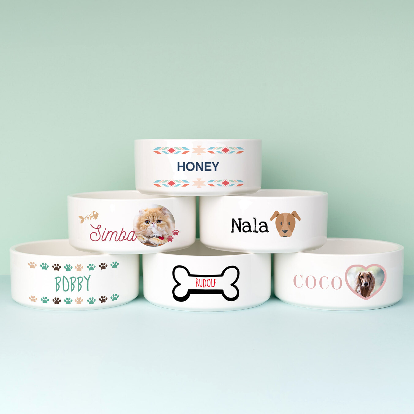 Voerbak met gepersonaliseerde opdruk voor honden en katten
