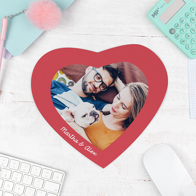 Personalised heart-shaped mouse pad