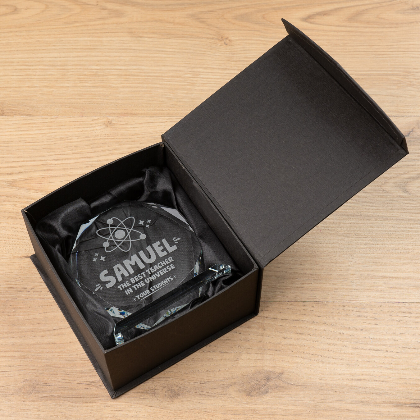 Trophäenplatte aus Glas Achteckig Klein