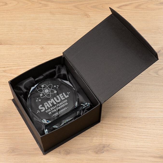 Personalizowane trofeum ośmiokątne szklane, małe