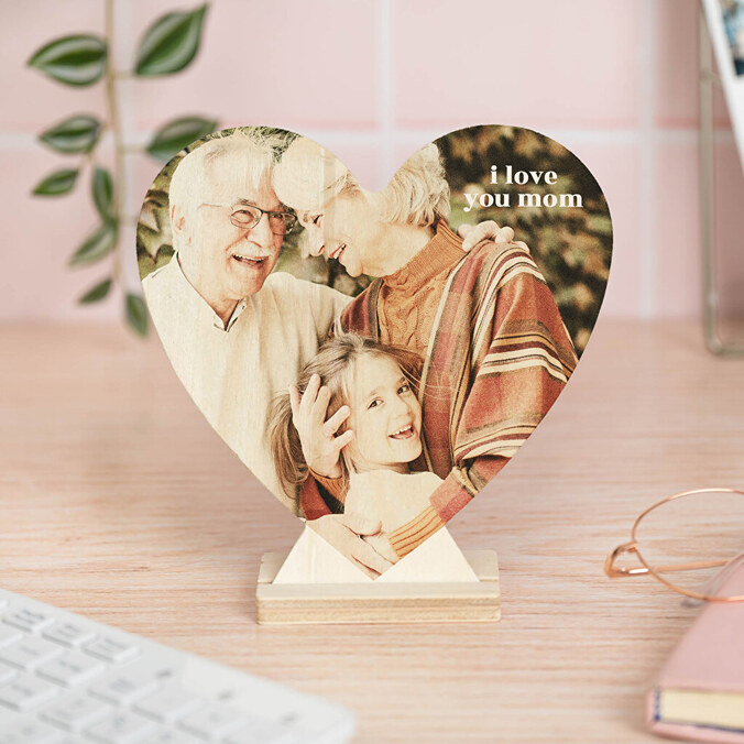 Printed wooden card heart