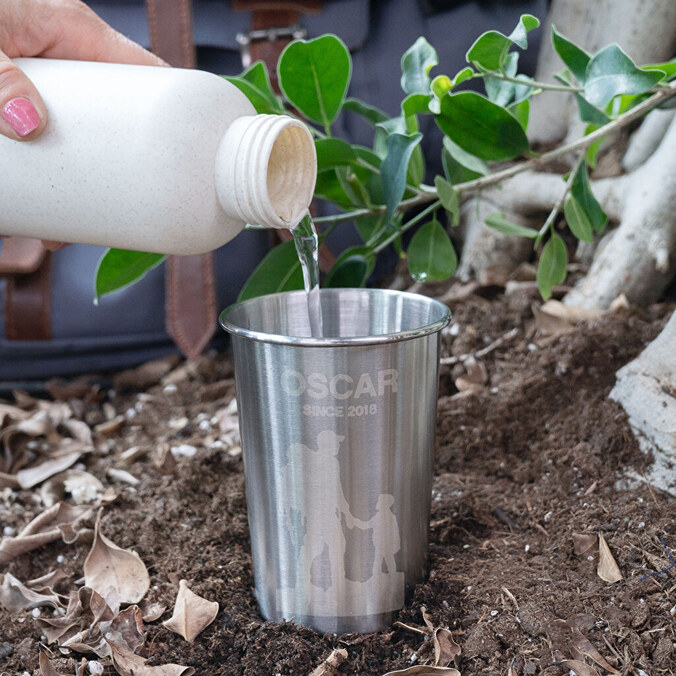 Rustfrit stål glas med gravering