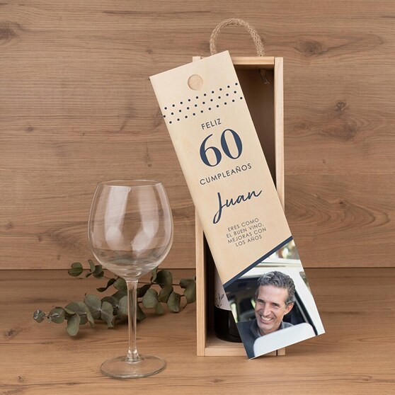 personalizable para regalo de 70 cumpleaños Caja de madera para vino o champán con forro satinado 