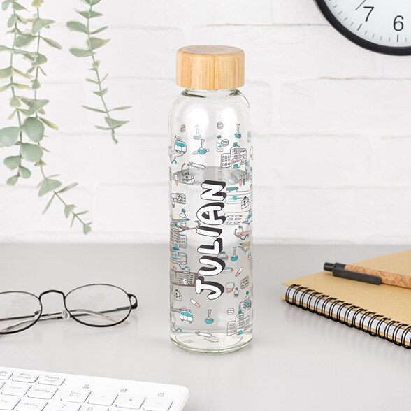 Personalised glass water bottle