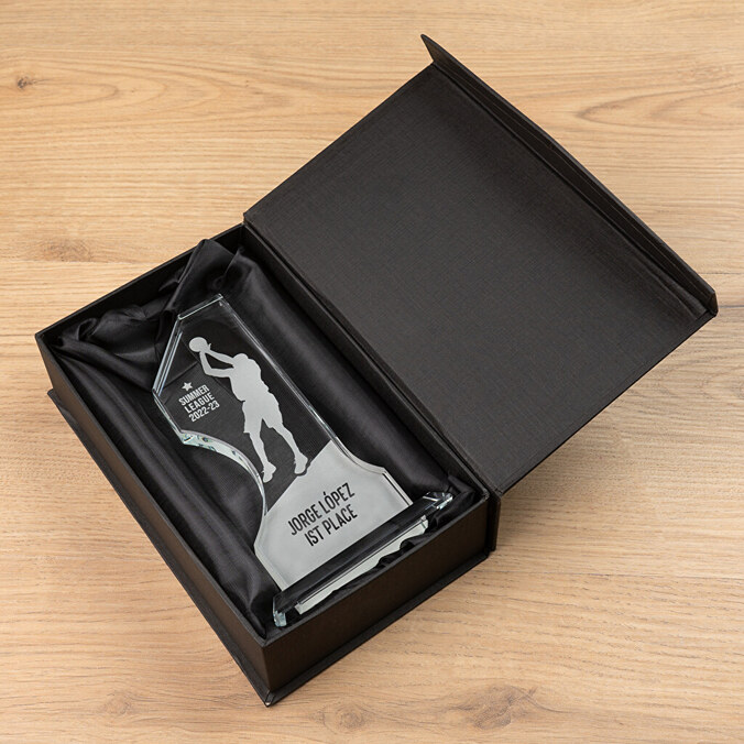 Trofeo personalizado Número 1 de cristal