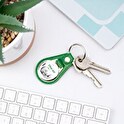 Ronde metalen sleutelhanger met kunstleer bedrukken