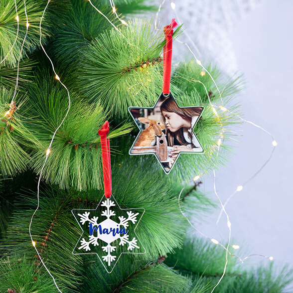 Adornos navideños personalizados de metacrilato