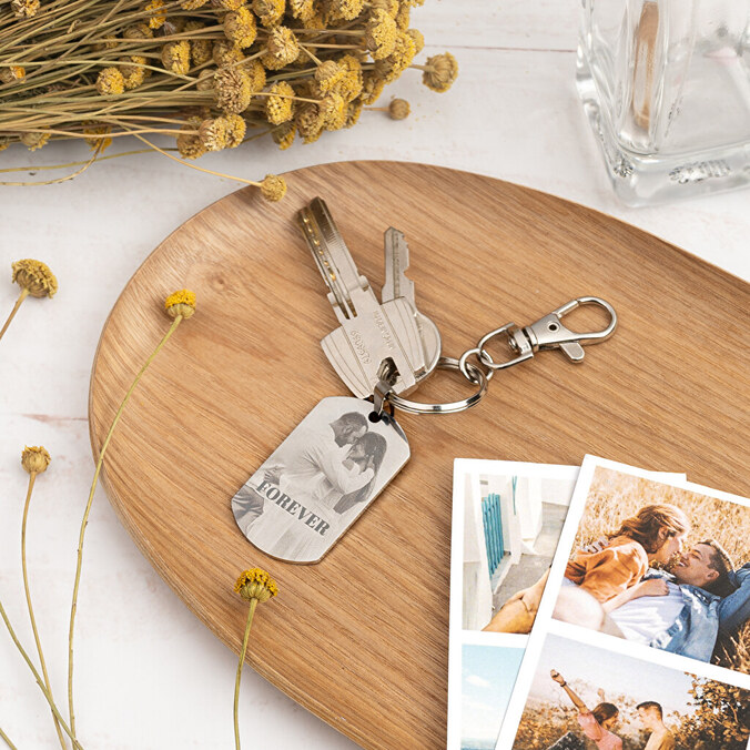 Schlüsselanhänger mit Foto Gravur Rechteckig