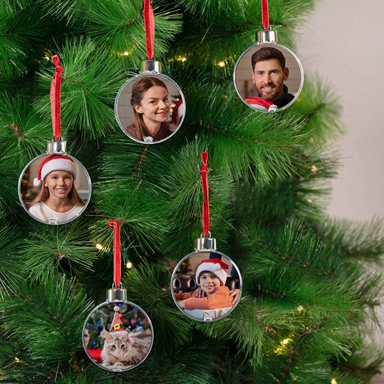 Bolas navideñas con foto para colgar en el árbol