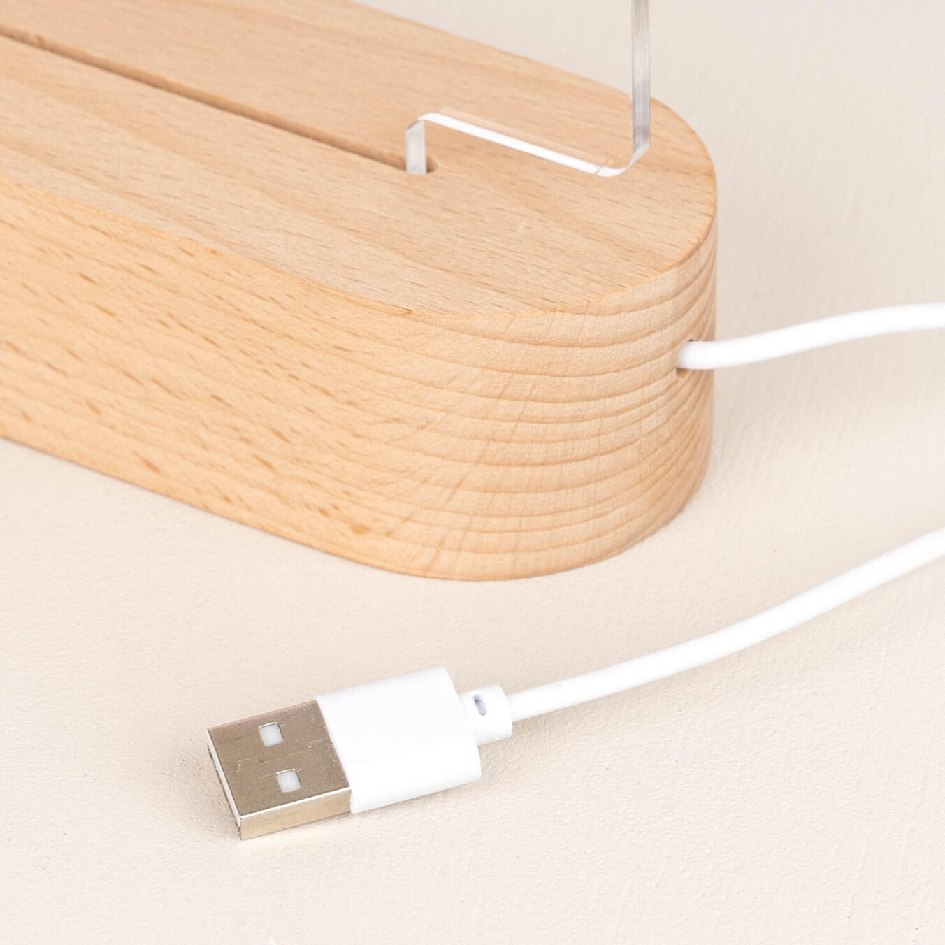 Gepersonaliseerde rechthoekige 3D lamp met houten voet