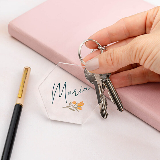 Llaveros transparentes personalizados hechos con metacrilato Llaveros transparentes personalizados hechos con metacrilato