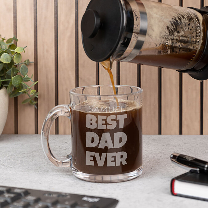 Taza de cristal grabada