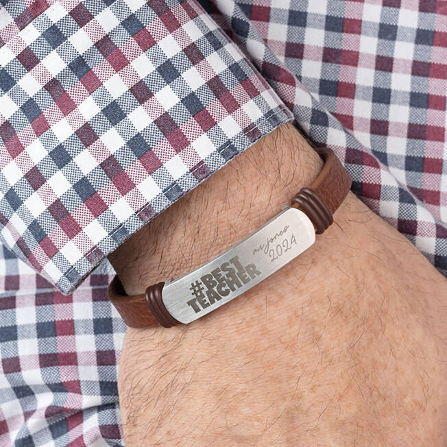 Läderarmband för män med personlig gravyr Läderarmband för män med personlig gravyr