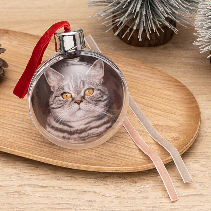 4er Pack Weihnachtskugeln mit Foto Rund