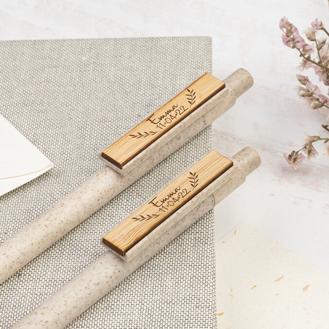 Engraved eco-friendly pen and mechanical pencil set