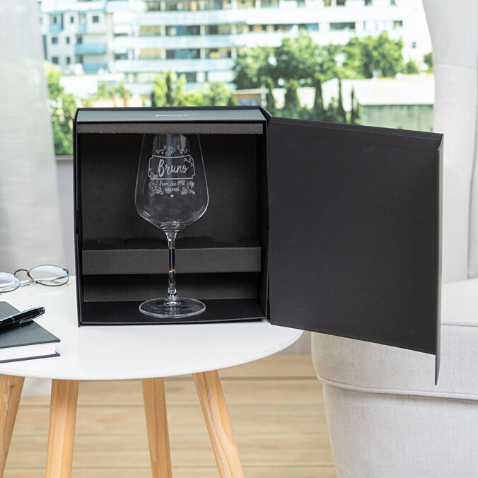 Gepersonaliseerd wijnglas met etui