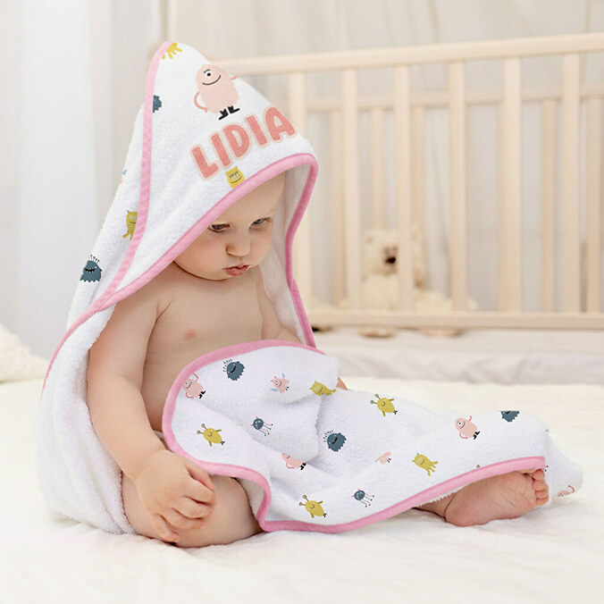 Badcape med tryck för baby