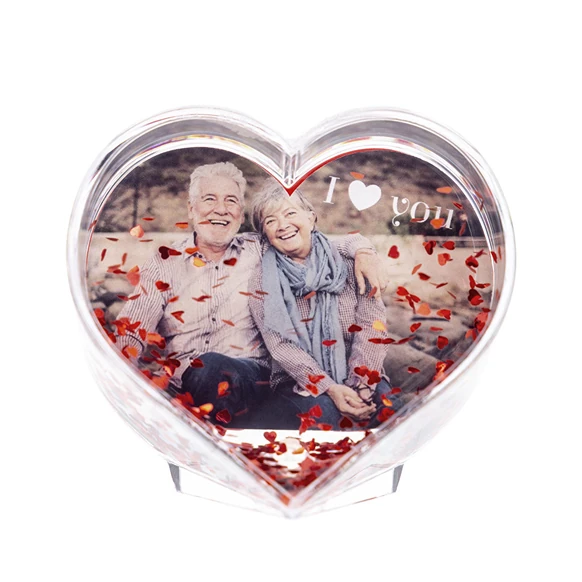 Personalised Heart Shaped Snow Globe with Image 