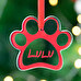 Personalised paw shaped acrylic Christmas ornament