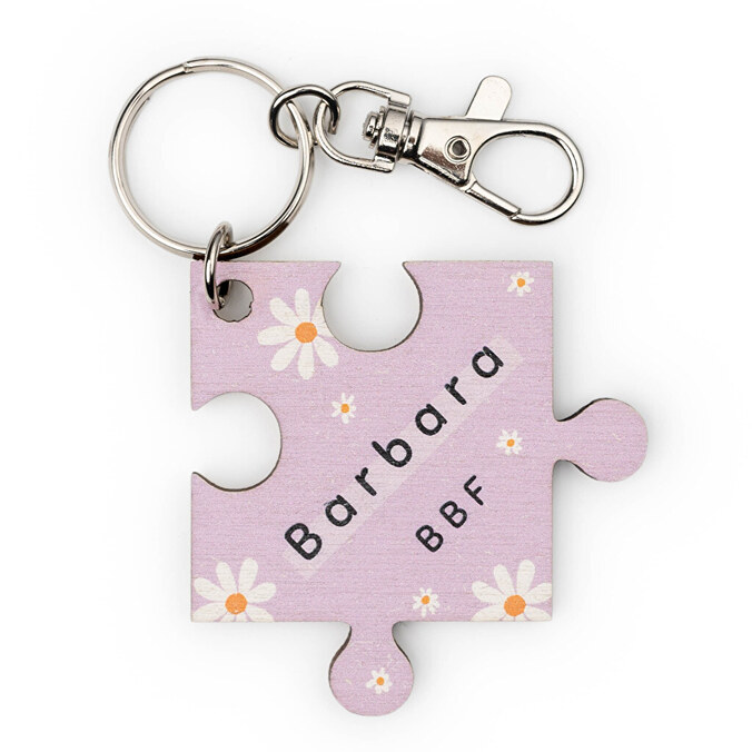 Llavero madera personalizado con forma de pieza de puzzle