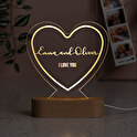 Lámpara 3D personalizada de plástico con forma de corazón
