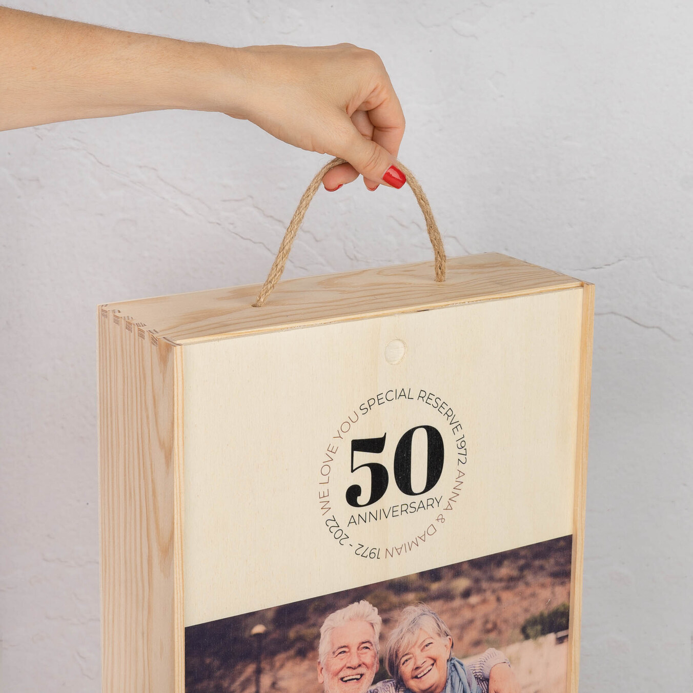 Potrójne personalizowane pudełko na wino + 3 butelki wina