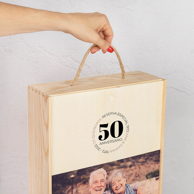 Caja de vino personalizada triple + 3 botellas