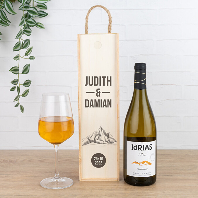 Pojedyncze personalizowane pudełko na wino + 1 butelka wina