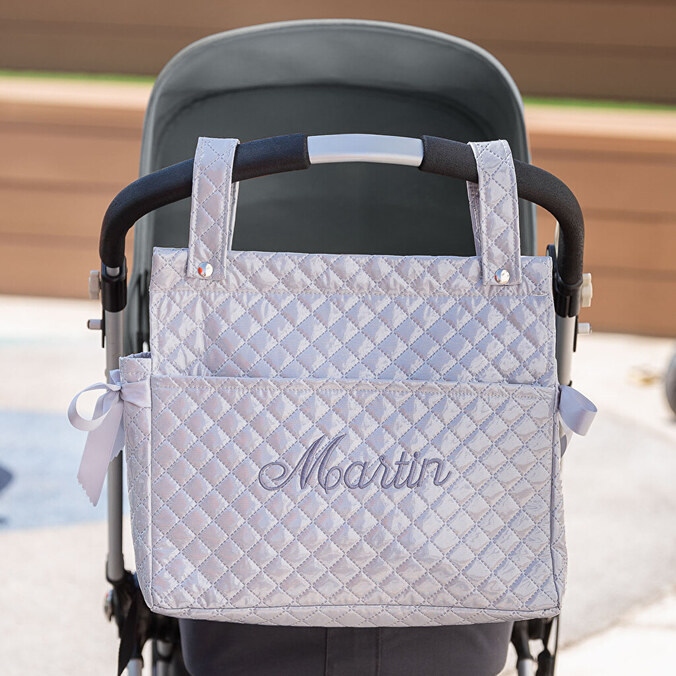 Personalised baby stroller bag with embroidered name