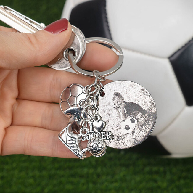 Engraved football keyring Engraved football keyring