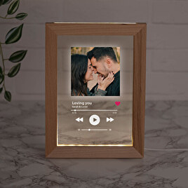 Cadre photo lumineux en bois