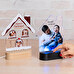 Personalizowana lampa 3D w kształcie domu, drewno