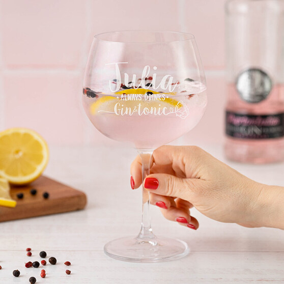Copa de balón grabada personalizada para gin tonic Copa de balón grabada personalizada para gin tonic
