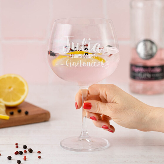 Personalised engraved gin and tonic glass