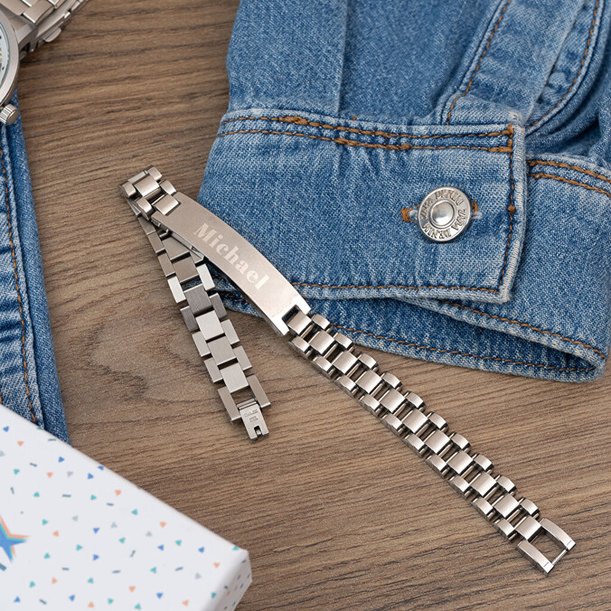 Bracciale a catena inciso per uomo