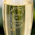 Set van 2 gepersonaliseerde champagneglazen met etui