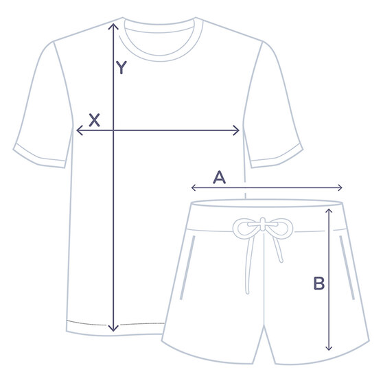 Größentabelle für T-Shirt und Hose des Pyjamas