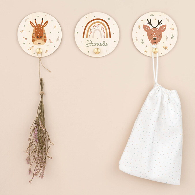 Personalised wooden support with hook