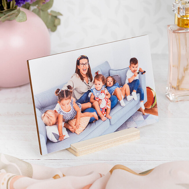 Printed wooden card with photo