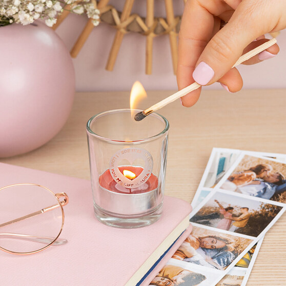 Personalised candles with photos and texts