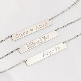 Engraved bar necklace