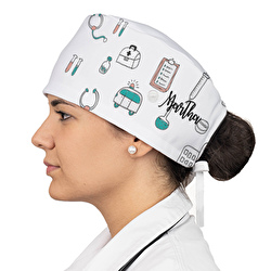 2 Stück Kappe Kreative Baumwolle Mode bedruckt OP-Kappe Arzt OP-Mütze Hut 